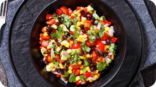 cowboy caviar in a black bowl 