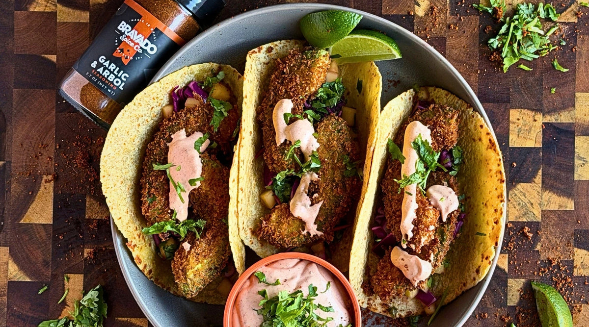 Garlic & Árbol Fried Avocado Tacos