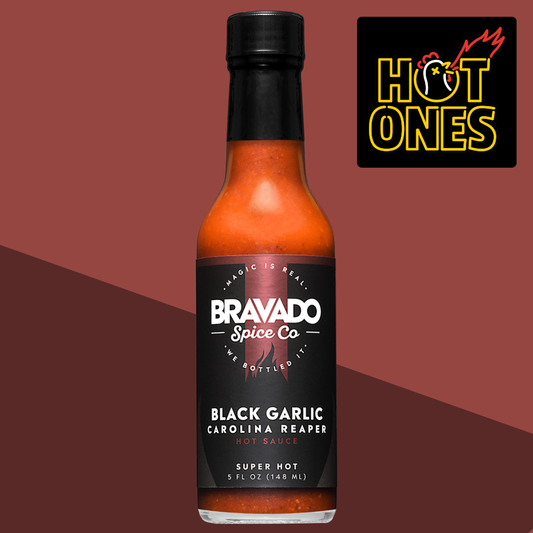 BLACK GARLIC CAROLINA REAPER HOT SAUCE - HOT ONES SEASON 6